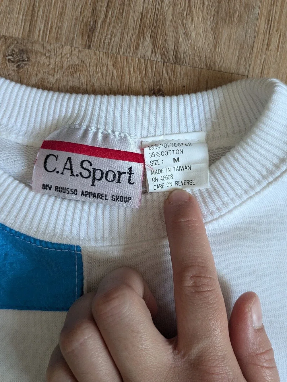 C.A Sport Vintage 80s Colorblock Striped Crewneck Sweater Medium - Picture 3 of 4